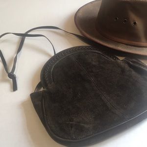 Brown Vtg small suede leather crossbody purse
